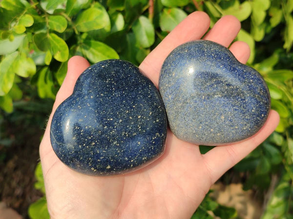 Polished Lazulite Hearts x 6 From Madagascar