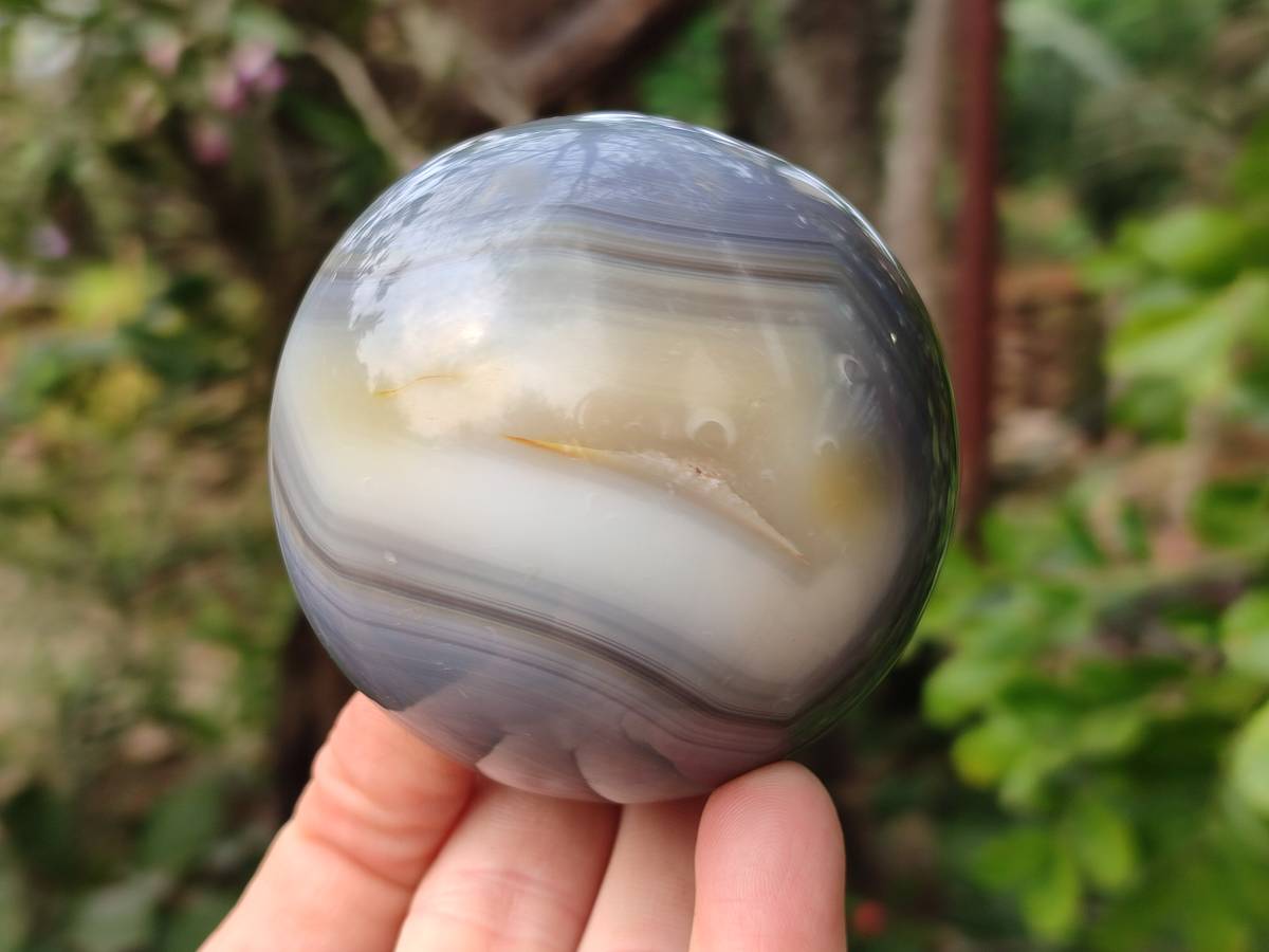 Polished Banded Agate Spheres x 3 From Madagascar - Toprock Gemstones and Minerals 