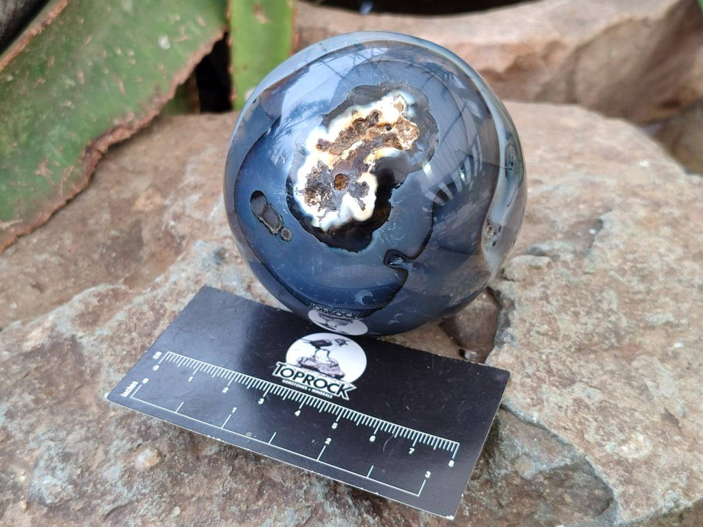 Polished Banded Agate Spheres x 3 From Madagascar - Toprock Gemstones and Minerals 