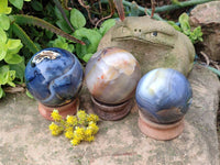 Polished Banded Agate Spheres x 3 From Madagascar