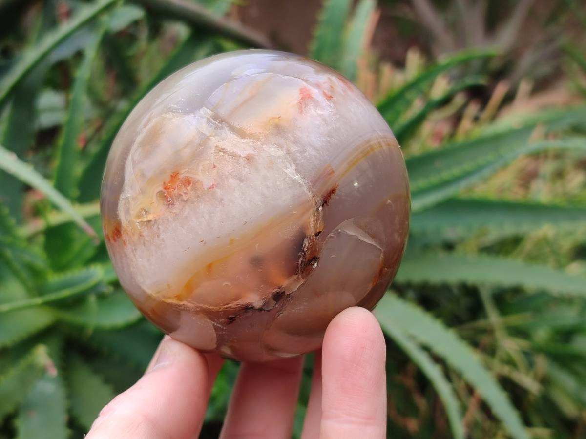 Polished Banded Agate Spheres x 3 From Madagascar - Toprock Gemstones and Minerals 