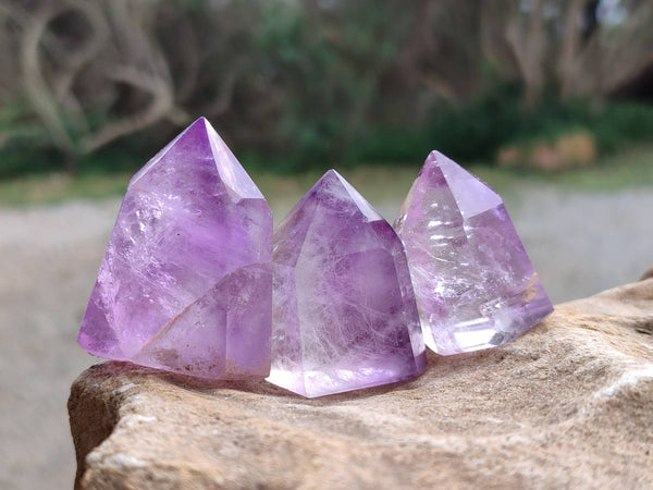 Polished Window Amethyst Crystals x 12 From Madagascar