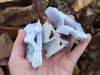 Natural Etched Blue Chalcedony Specimens x 12 From Nsanje, Malawi
