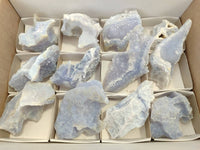 Natural Etched Blue Chalcedony Specimens x 12 From Nsanje, Malawi