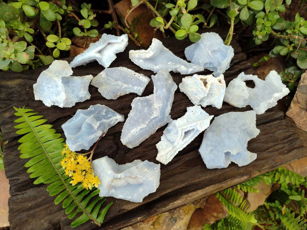 Natural Etched Blue Chalcedony Specimens x 12 From Nsanje, Malawi - Toprock Gemstones and Minerals 