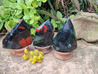 Polished Bloodstone Points x 3 From Swaziland