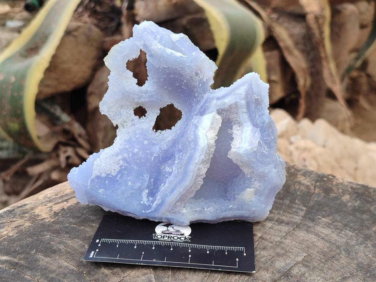 Natural Etched Blue Chalcedony Specimens x 2 From Nsanje, Malawi - Toprock Gemstones and Minerals 