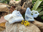Natural Etched Blue Chalcedony Specimens x 2 From Nsanje, Malawi - Toprock Gemstones and Minerals 