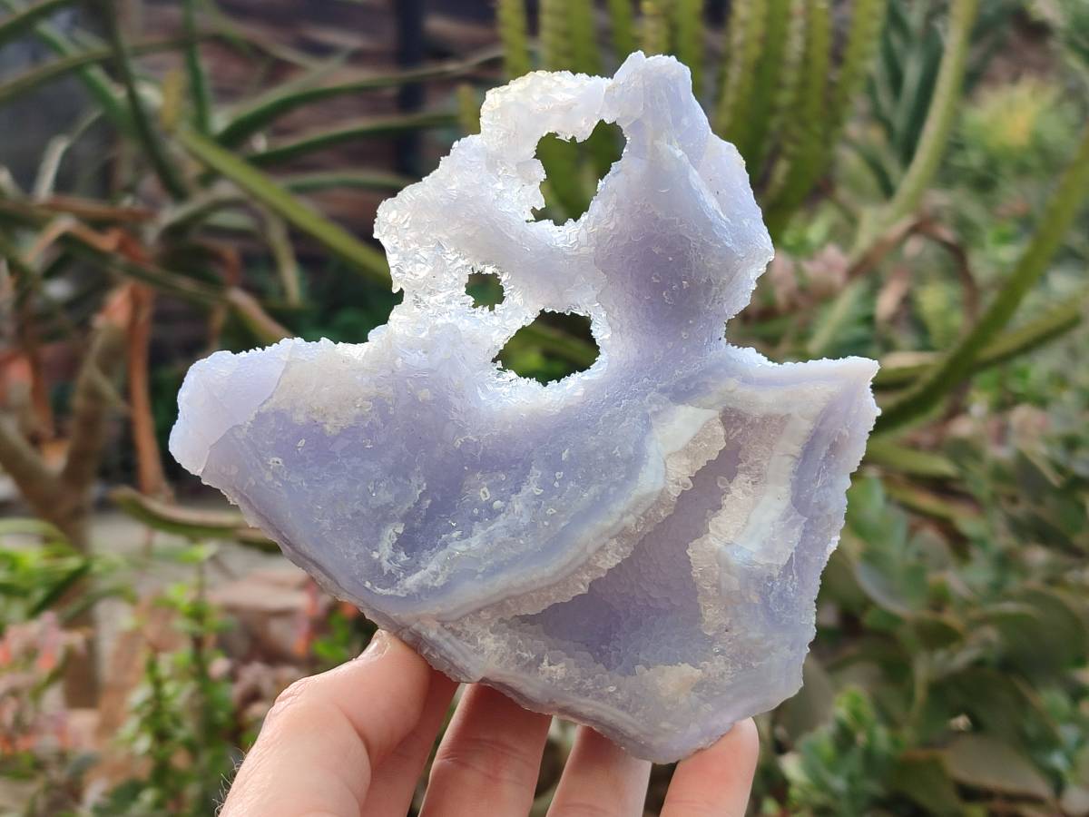 Natural Etched Blue Chalcedony Specimens x 2 From Nsanje, Malawi - Toprock Gemstones and Minerals 