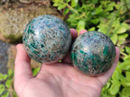 Polished Emerald Mica 'Mutokolite' Spheres x 2 From Mutoko, Zimbabwe - Toprock Gemstones and Minerals 