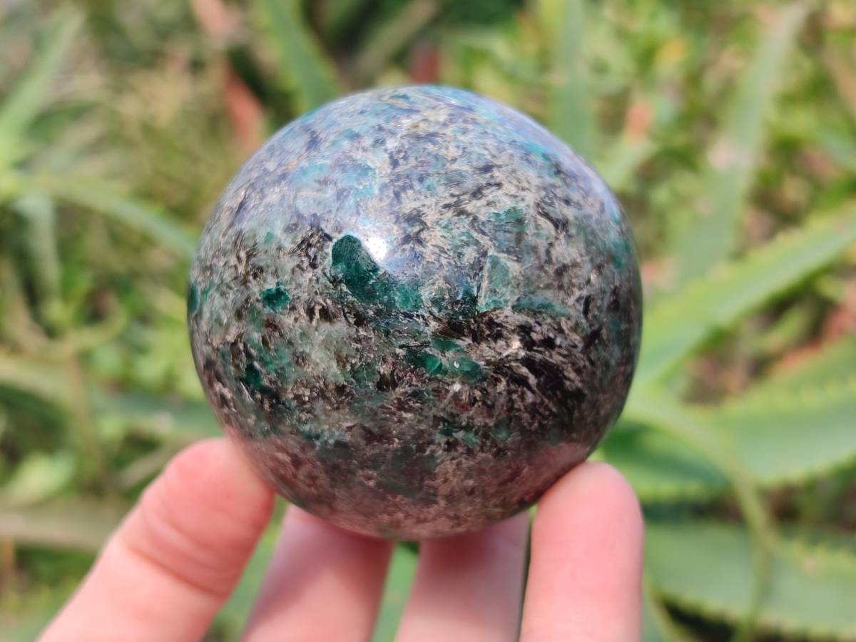 Polished Emerald Mica 'Mutokolite' Spheres x 2 From Mutoko, Zimbabwe - Toprock Gemstones and Minerals 