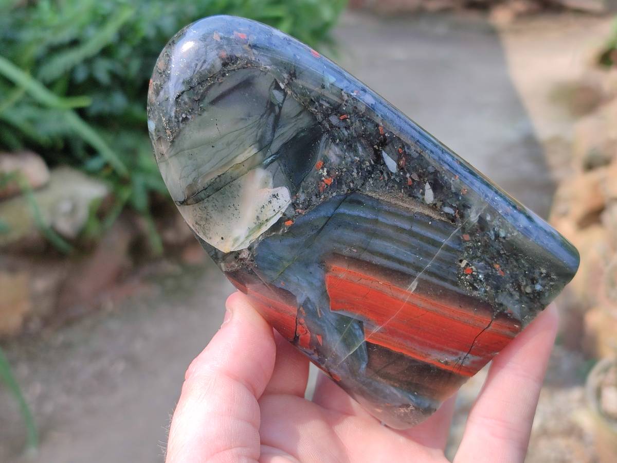 Polished Bloodstone Standing Free Forms x 2 From Swaziland - Toprock Gemstones and Minerals 