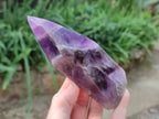 Polished Chevron Amethyst Points x 2 From Zambia - Toprock Gemstones and Minerals 