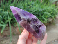 Polished Chevron Amethyst Points x 2 From Zambia
