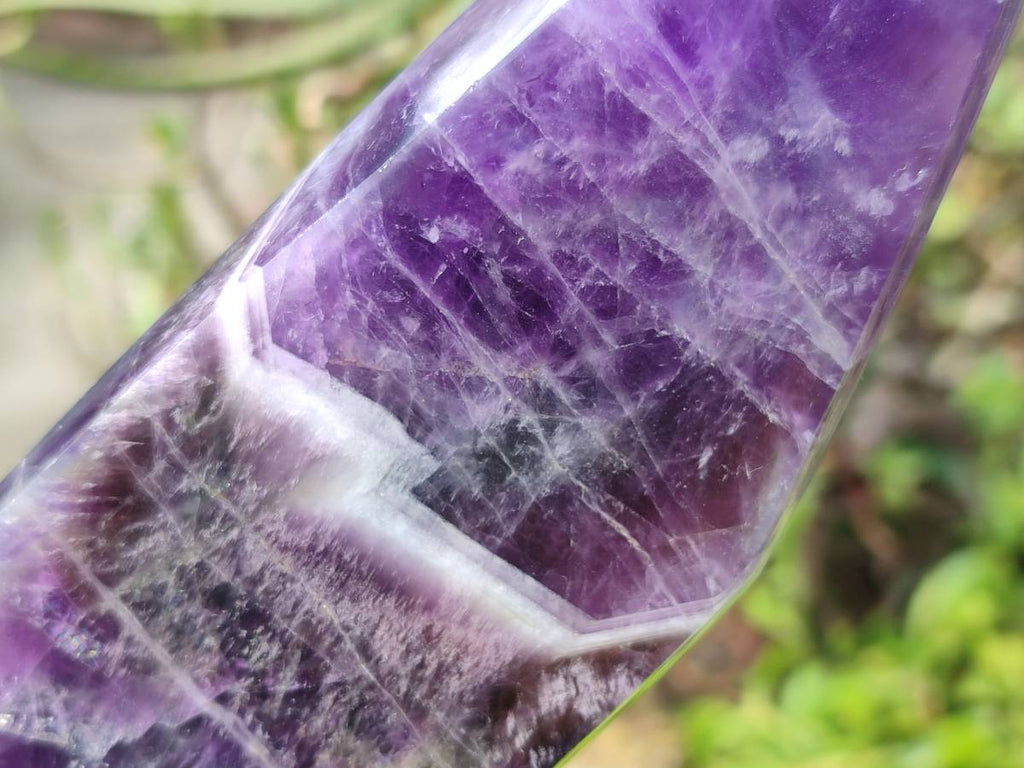 Polished Chevron Amethyst Points x 2 From Zambia - Toprock Gemstones and Minerals 