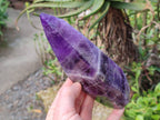 Polished Chevron Amethyst Points x 2 From Zambia - Toprock Gemstones and Minerals 