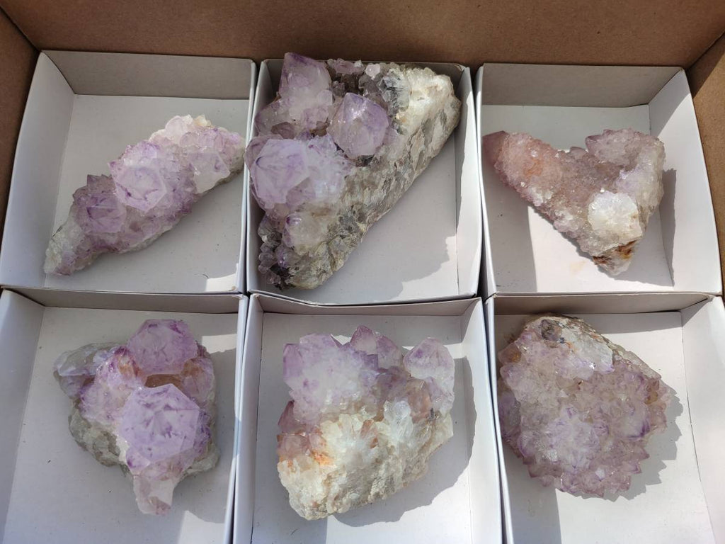 Natural Amethyst Spirit Quartz Clusters x 6 From South Africa - Toprock Gemstones and Minerals 