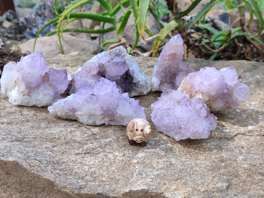 Natural Amethyst Spirit Quartz Clusters x 6 From South Africa - Toprock Gemstones and Minerals 