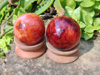 Polished Carnelian Agate Spheres x 4 From Madagascar