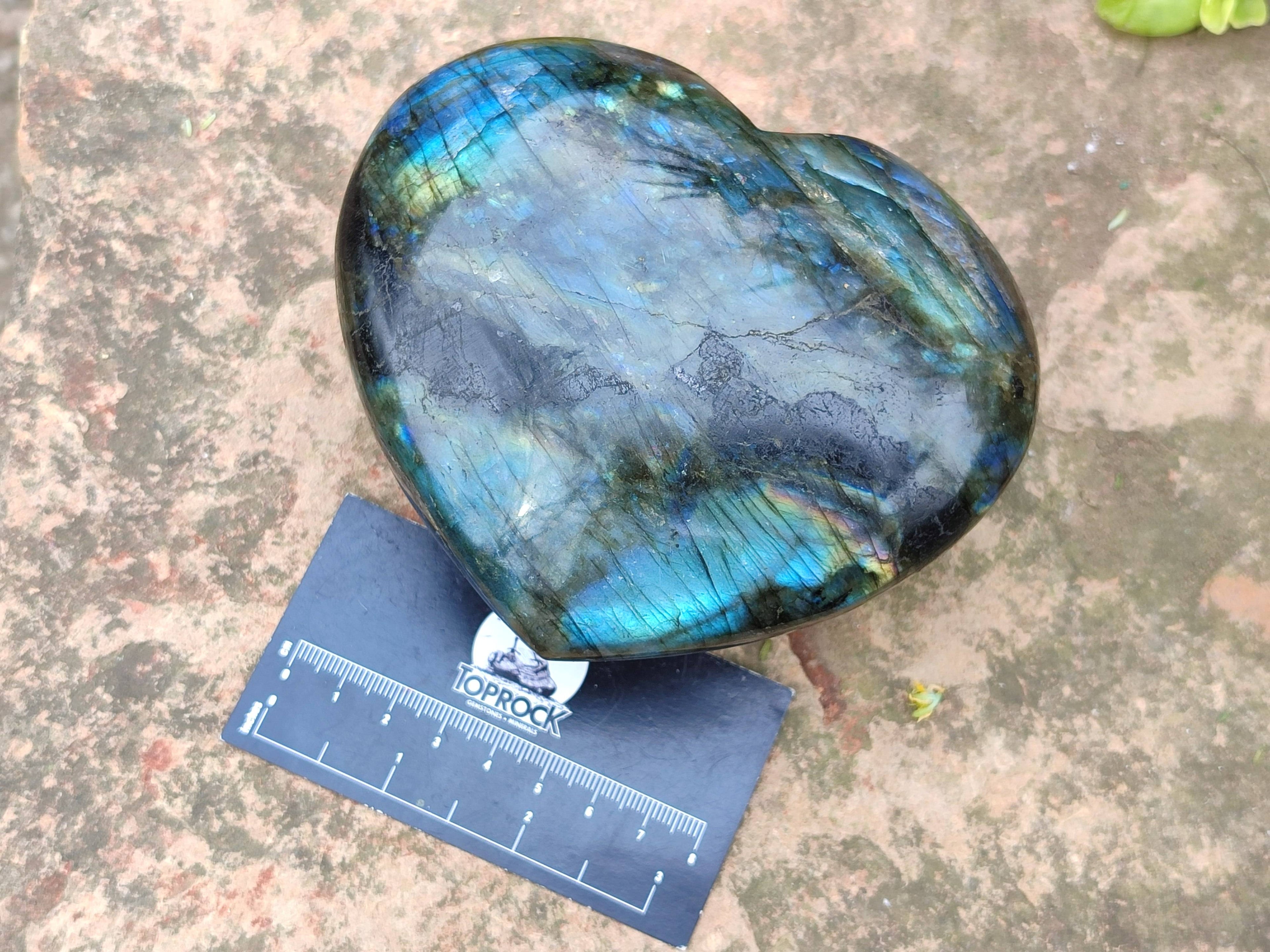 Polished Labradorite Hearts x 2 From Tulear, Madagascar - Toprock Gemstones and Minerals 