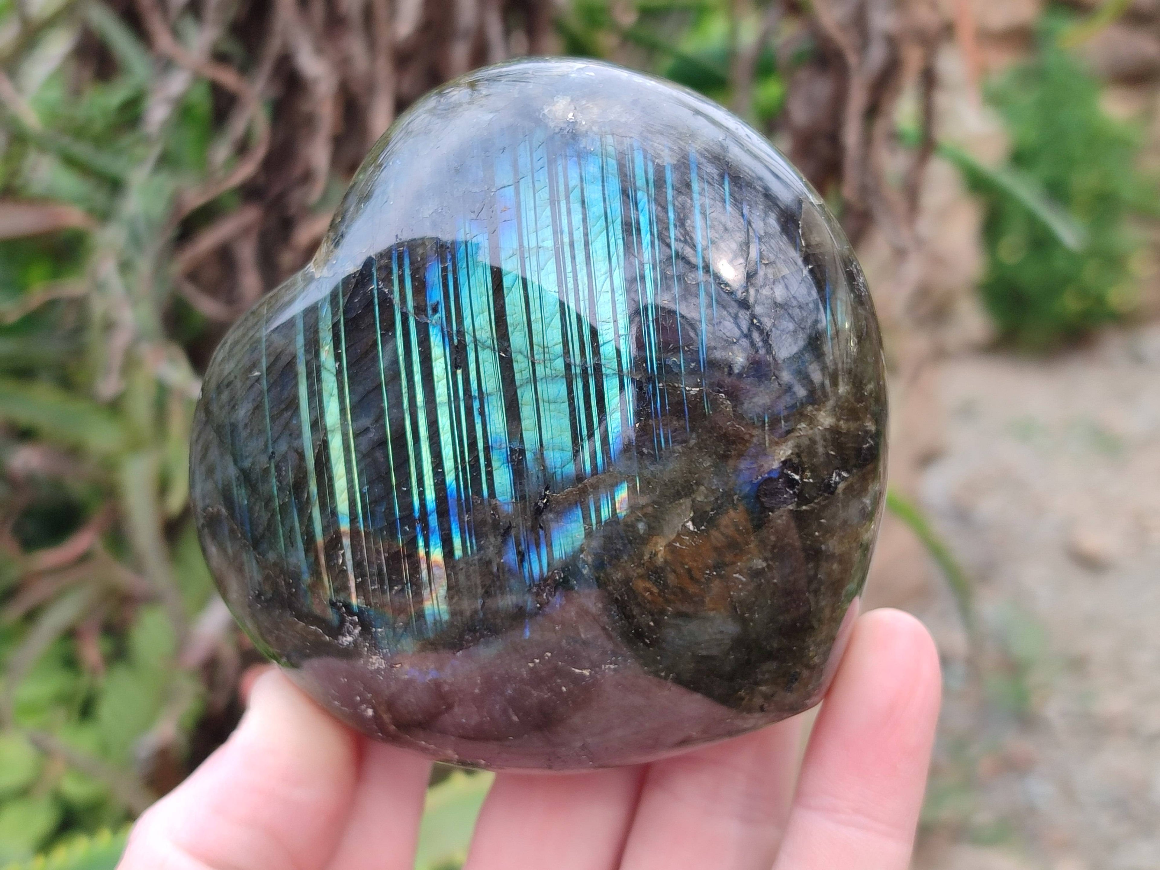 Polished Labradorite Hearts x 2 From Tulear, Madagascar - Toprock Gemstones and Minerals 