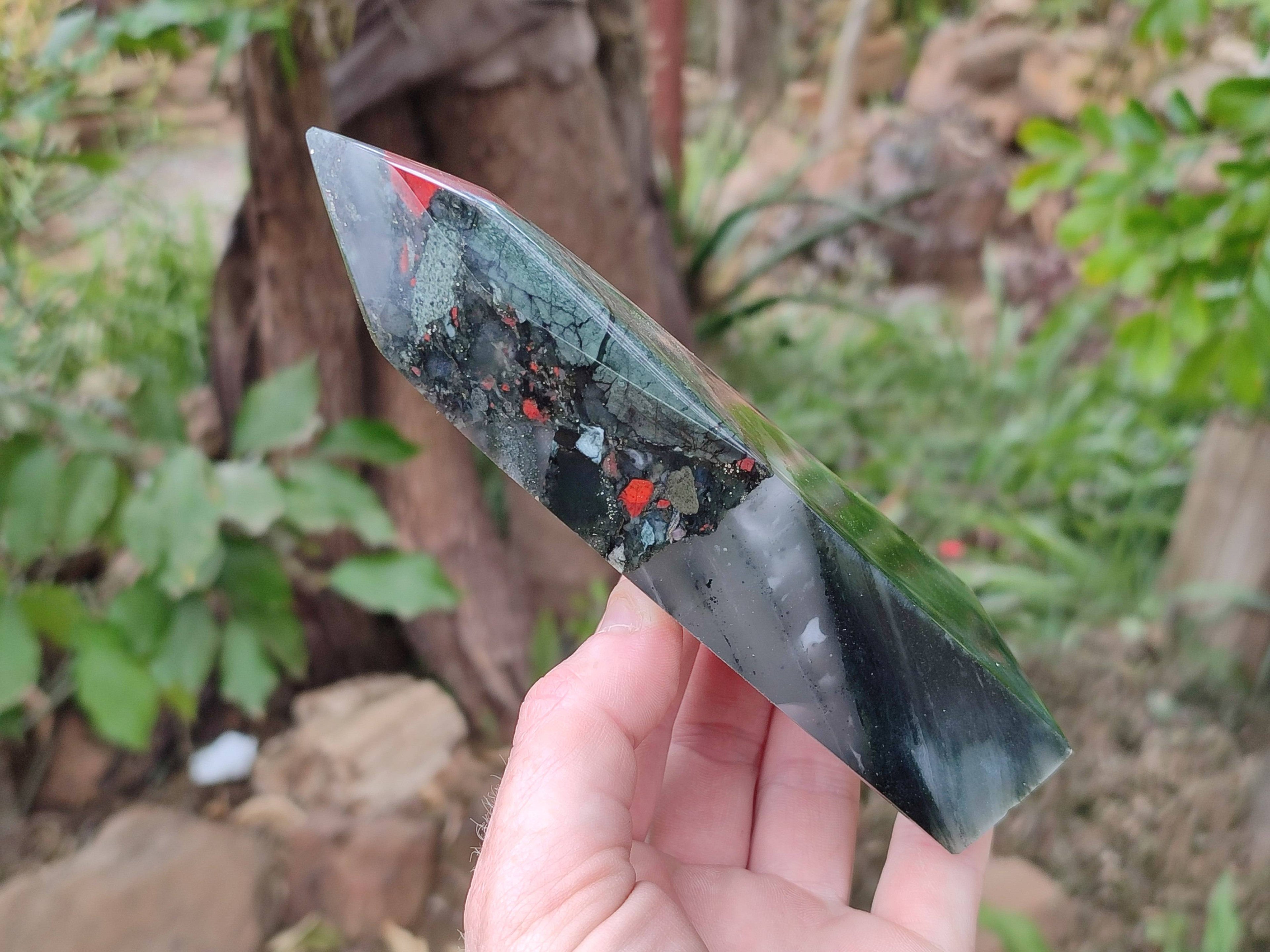 Polished Bloodstone Points x 2 From Swaziland - Toprock Gemstones and Minerals 