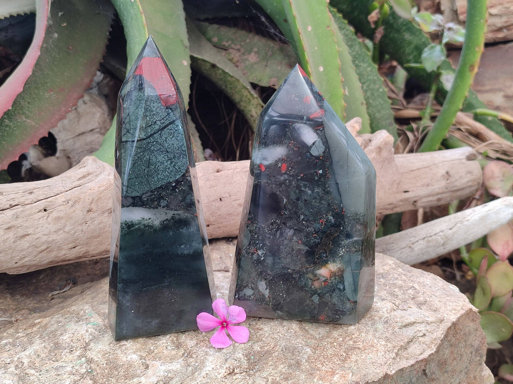 Polished Bloodstone Points x 2 From Swaziland - Toprock Gemstones and Minerals 