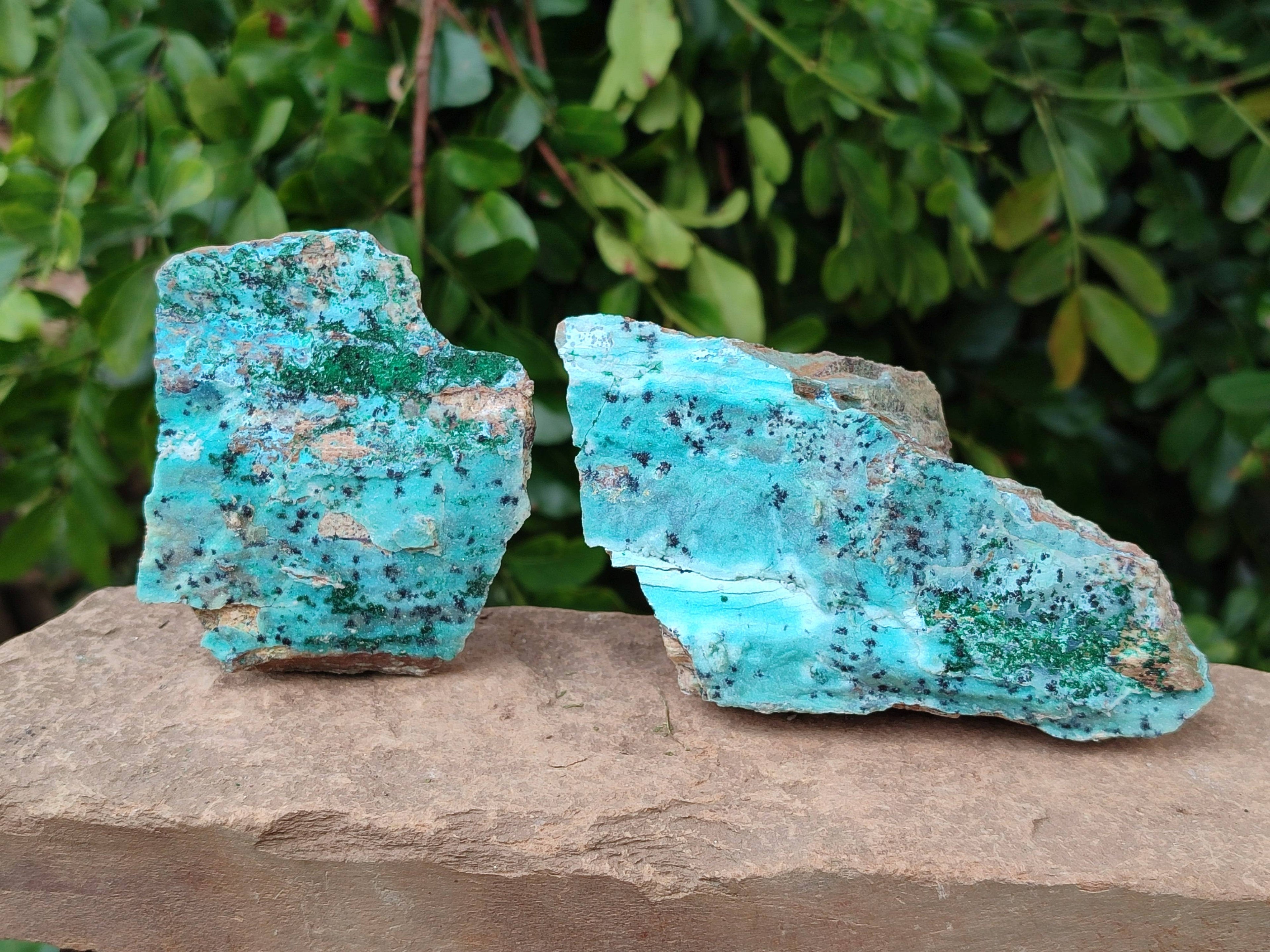 Natural Drusy Coated Chrysocolla Specimens x 4 From Lupoto Mine, Congo - Toprock Gemstones and Minerals 