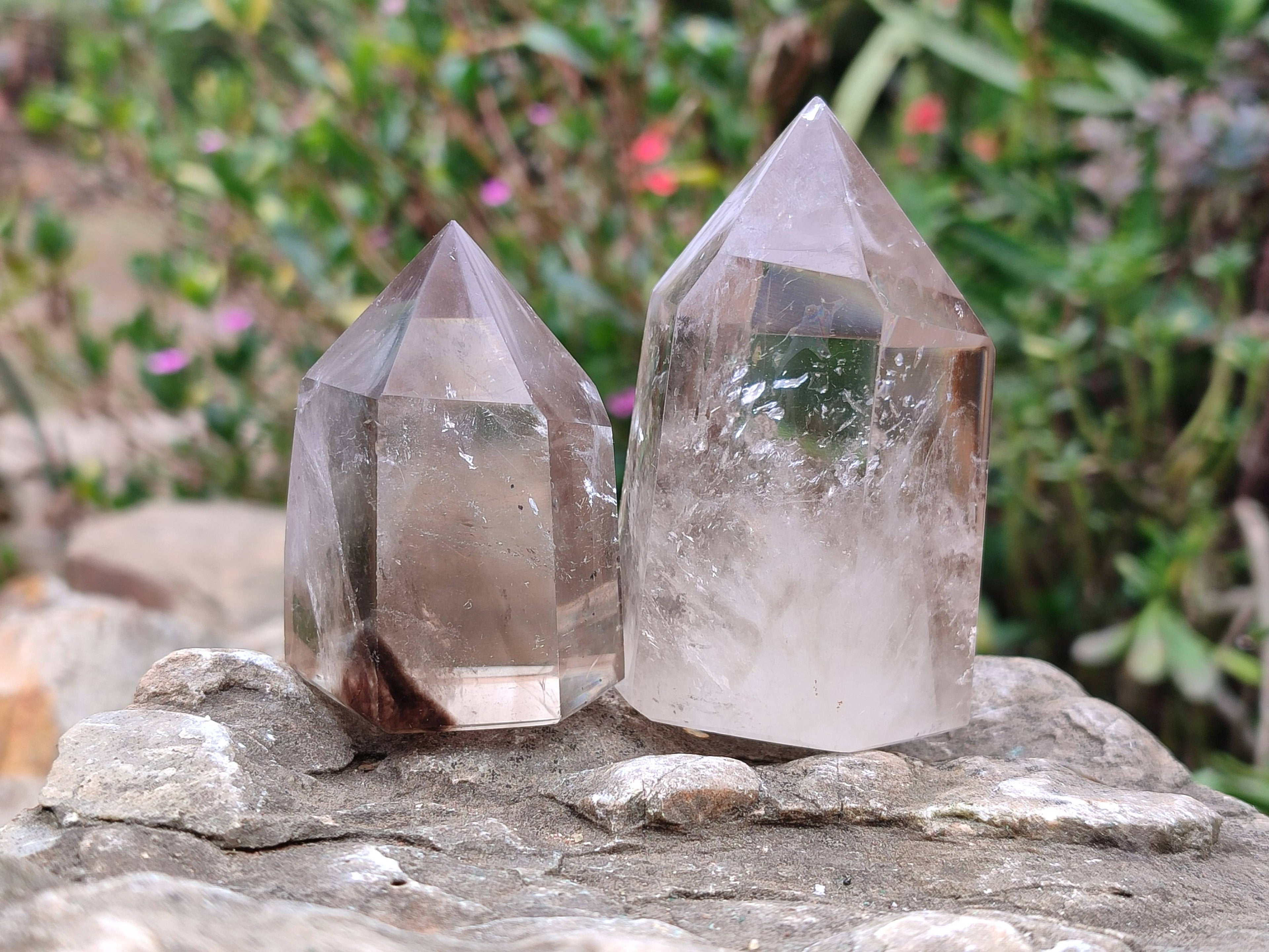 Polished Phantom Smokey Quartz Crystals x 6 From Madagascar - Toprock Gemstones and Minerals 