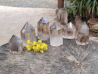 Polished Phantom Smokey Quartz Crystals x 6 From Madagascar - Toprock Gemstones and Minerals 
