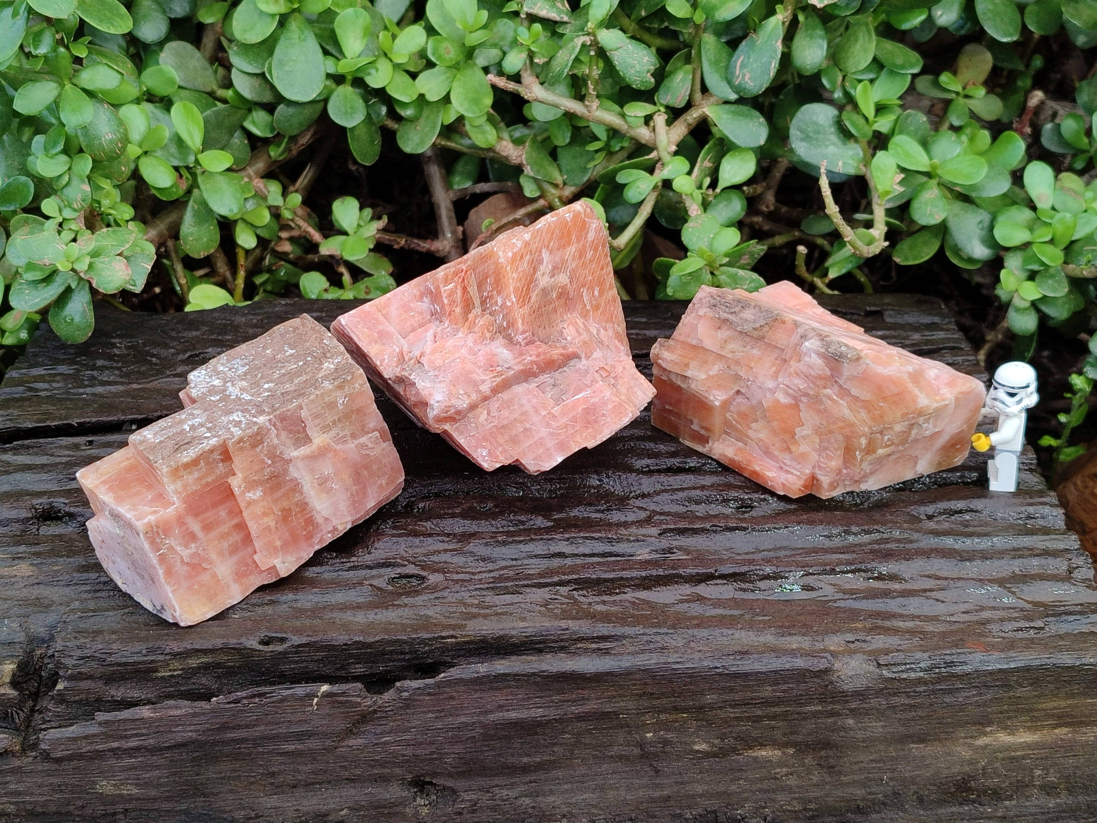 Natural Sunset Orange Calcite Specimens x 3 From Spitzkop, Namibia - Toprock Gemstones and Minerals 