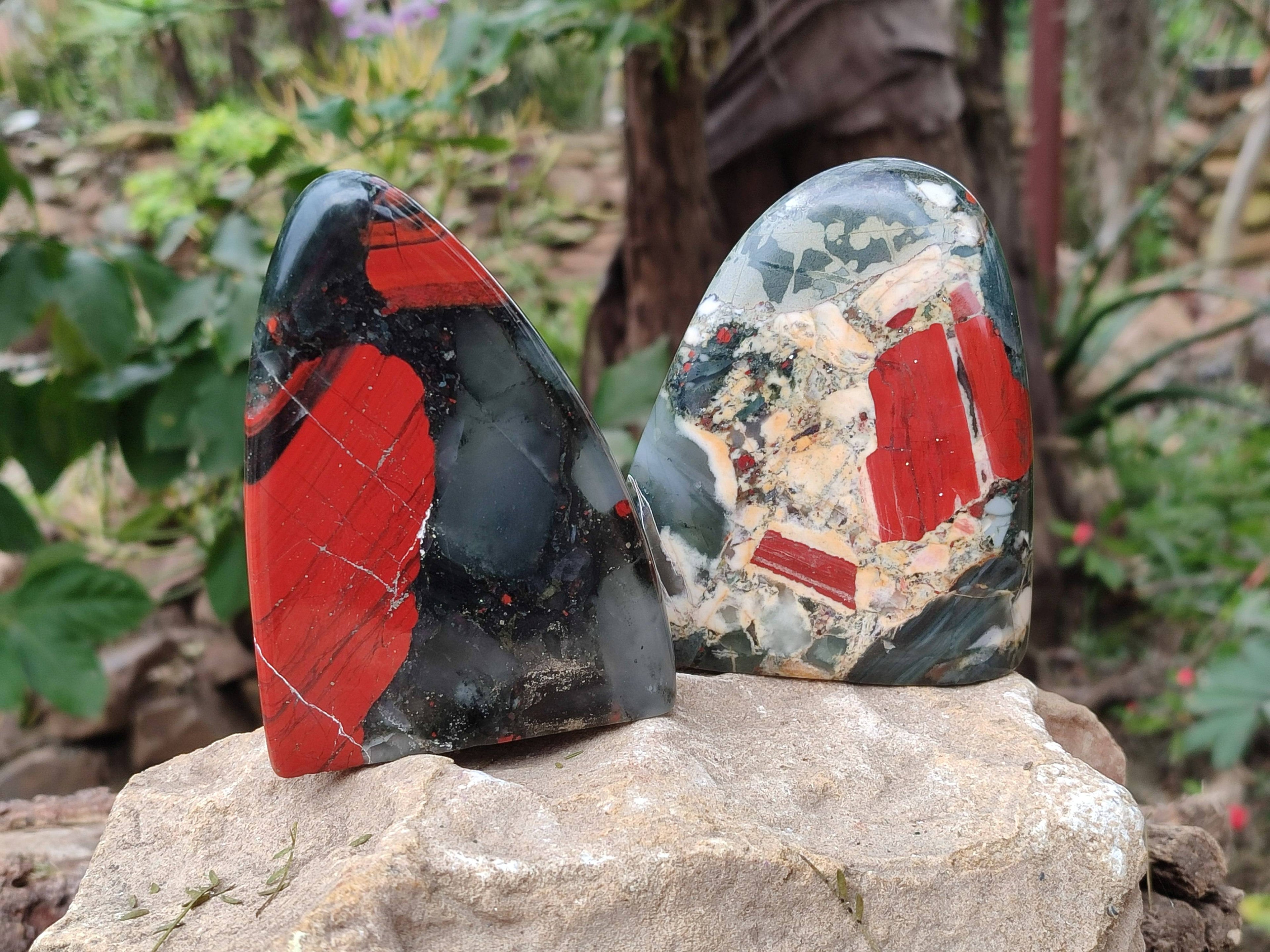 Polished Bloodstone Standing Free Forms x 2 From Swaziland - Toprock Gemstones and Minerals 