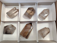 Polished Phantom Smokey Quartz Crystals x 6 From Madagascar - Toprock Gemstones and Minerals 