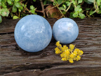 Polished Blue Calcite Spheres x 2 From Madagascar - Toprock Gemstones and Minerals 