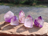 Polished Window Amethyst Crystals x 20 From Madagascar - Toprock Gemstones and Minerals 