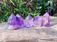 Polished Window Amethyst Crystals x 20 From Madagascar - Toprock Gemstones and Minerals 