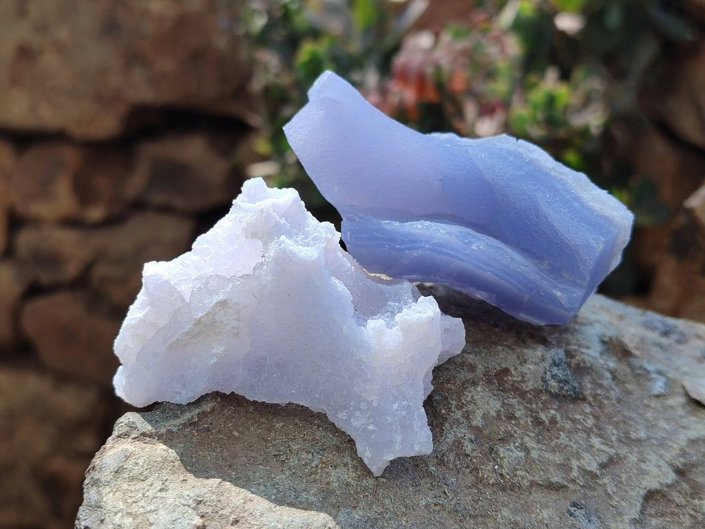 Natural Etched Blue Chalcedony Specimens x 12 From Nsanje, Malawi - Toprock Gemstones and Minerals 