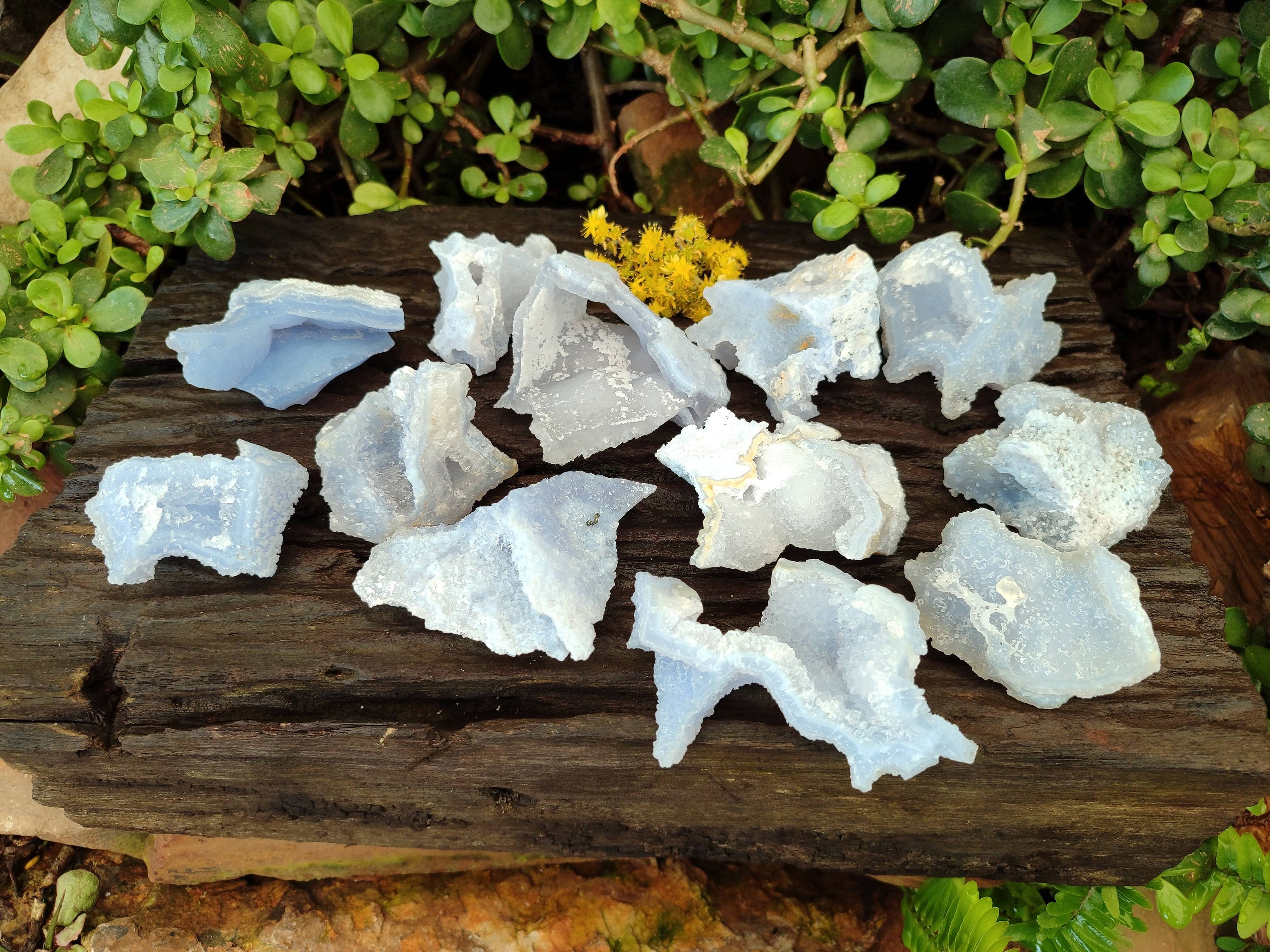 Natural Etched Blue Chalcedony Specimens x 12 From Nsanje, Malawi - Toprock Gemstones and Minerals 