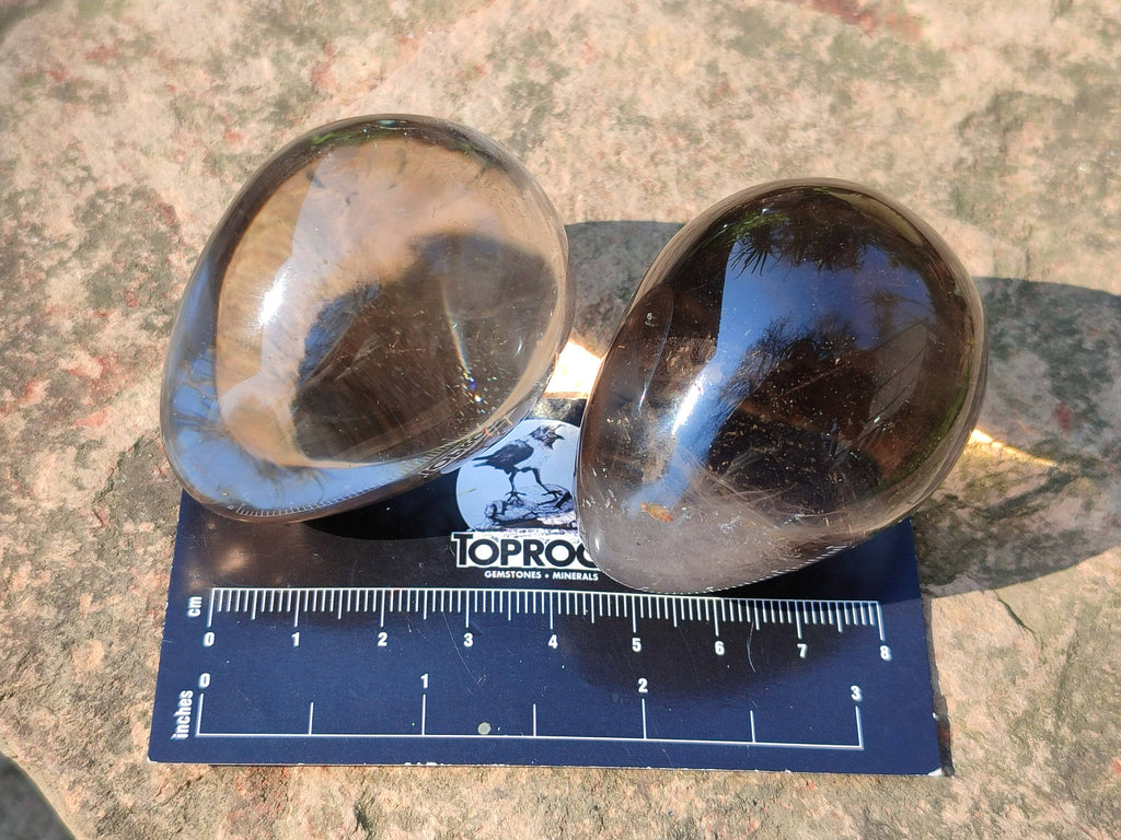 Polished Smokey Quartz Eggs x 4 From Madagascar - Toprock Gemstones and Minerals 