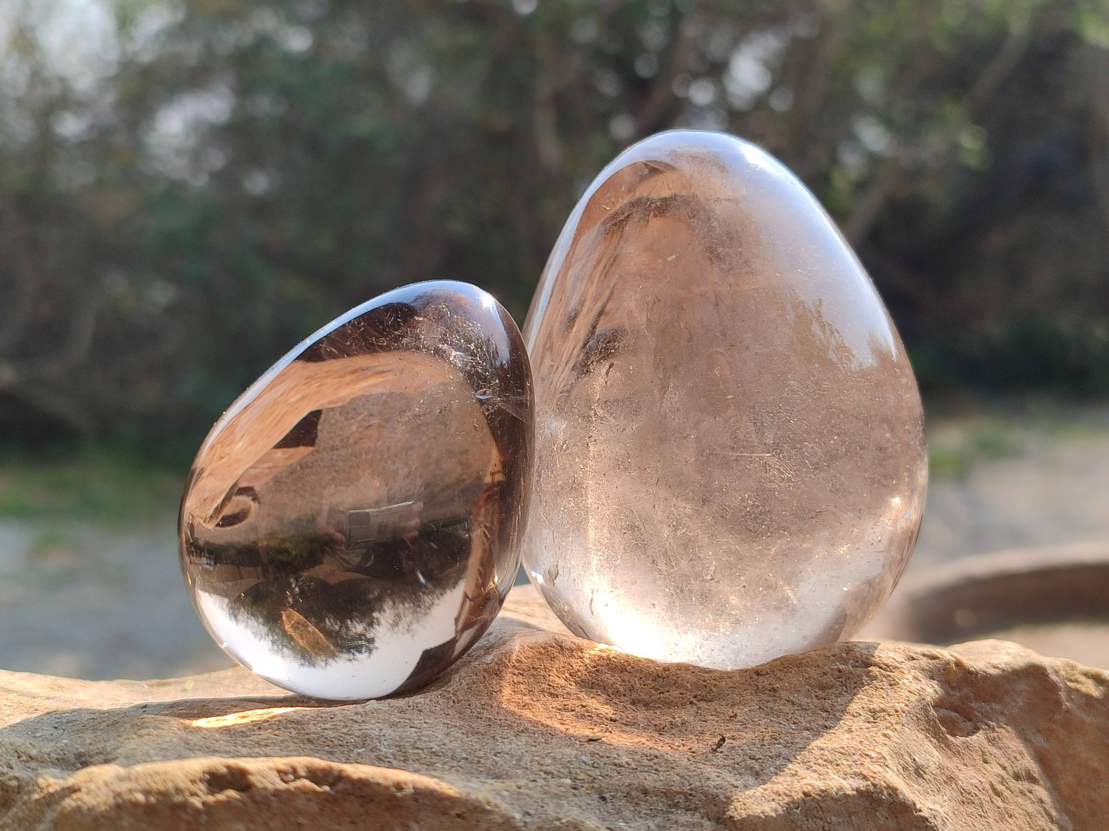 Polished Smokey Quartz Eggs x 4 From Madagascar - Toprock Gemstones and Minerals 