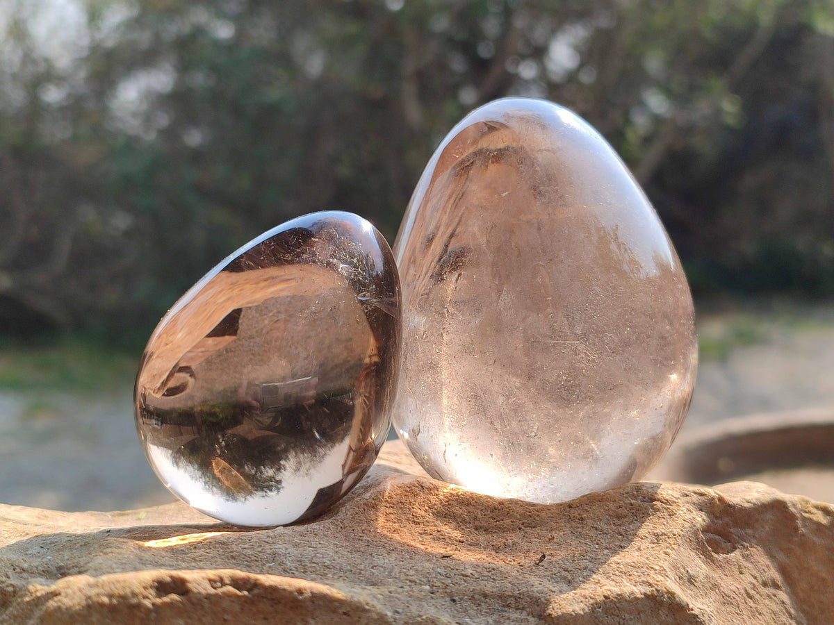 Polished Smokey Quartz Eggs x 4 From Madagascar - Toprock Gemstones and Minerals 