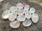 Polished Girasol Pearl Quartz Palm Stones x 12 From Ambatondrazaka, Madagascar - Toprock Gemstones and Minerals 