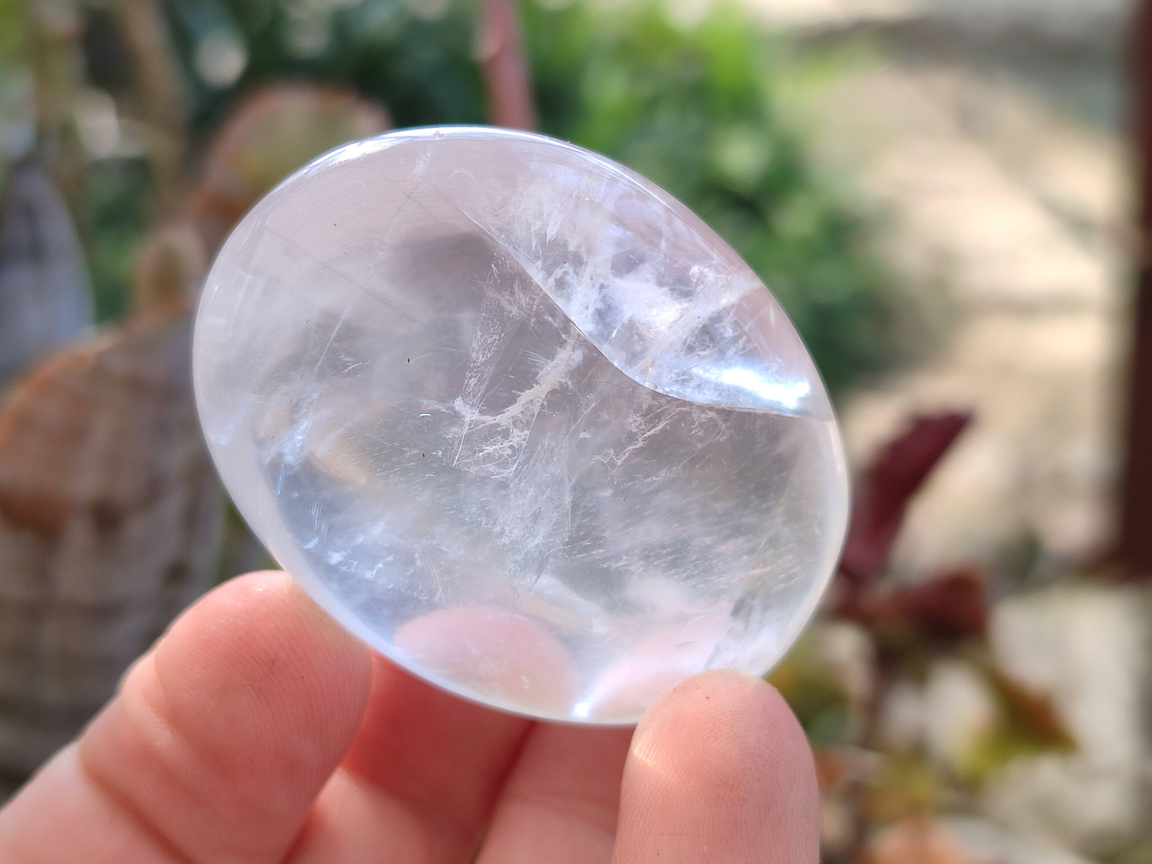 Polished Girasol Pearl Quartz Palm Stones x 12 From Ambatondrazaka, Madagascar - Toprock Gemstones and Minerals 