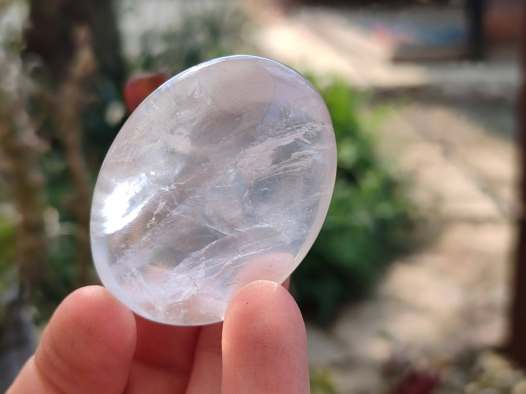 Polished Girasol Pearl Quartz Palm Stones x 12 From Ambatondrazaka, Madagascar - Toprock Gemstones and Minerals 