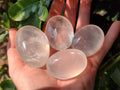 Polished Girasol Pearl Quartz Palm Stones x 12 From Ambatondrazaka, Madagascar - Toprock Gemstones and Minerals 