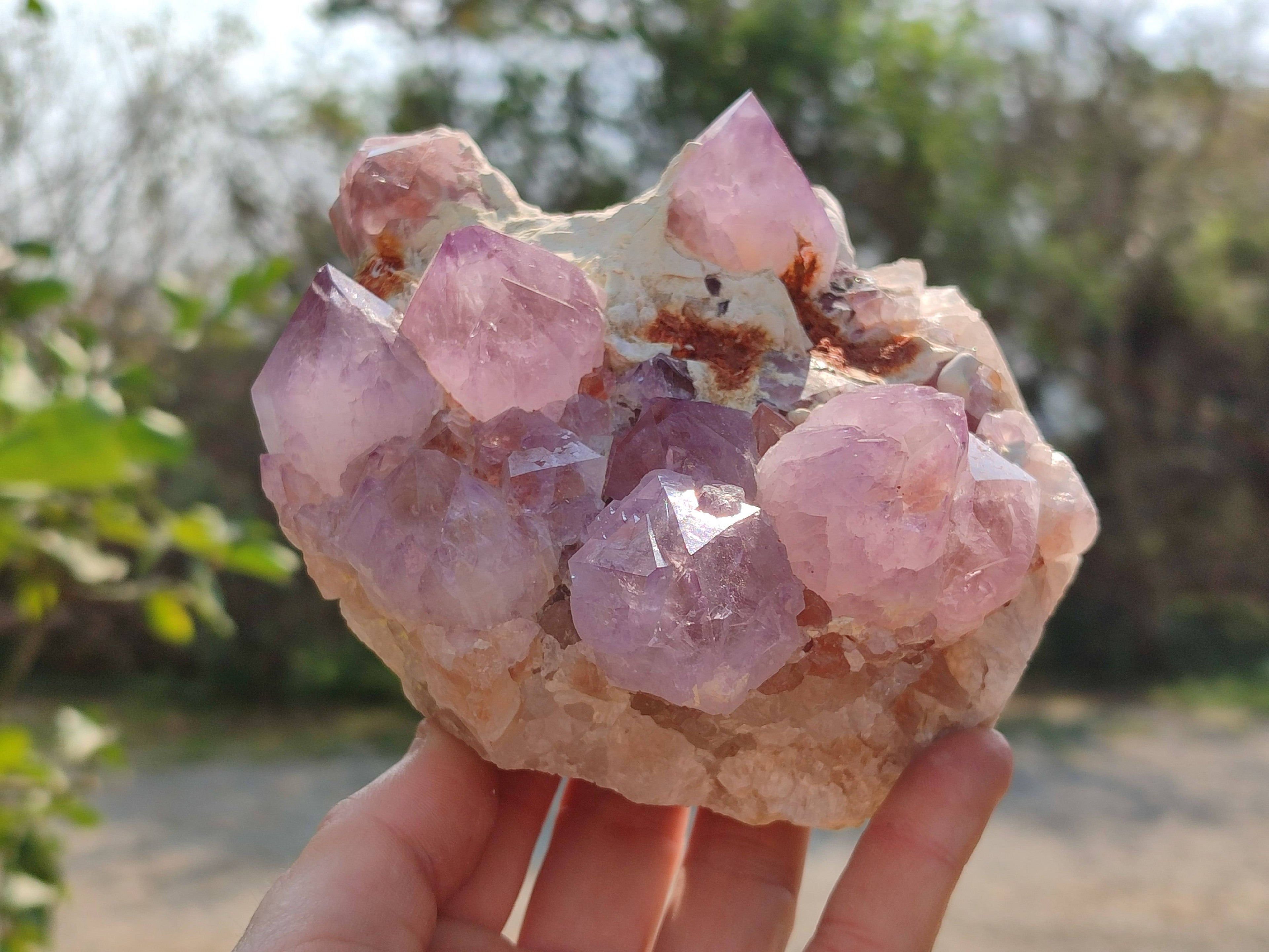 Natural Amethyst Spirit Quartz Clusters x 2 From South Africa - Toprock Gemstones and Minerals 