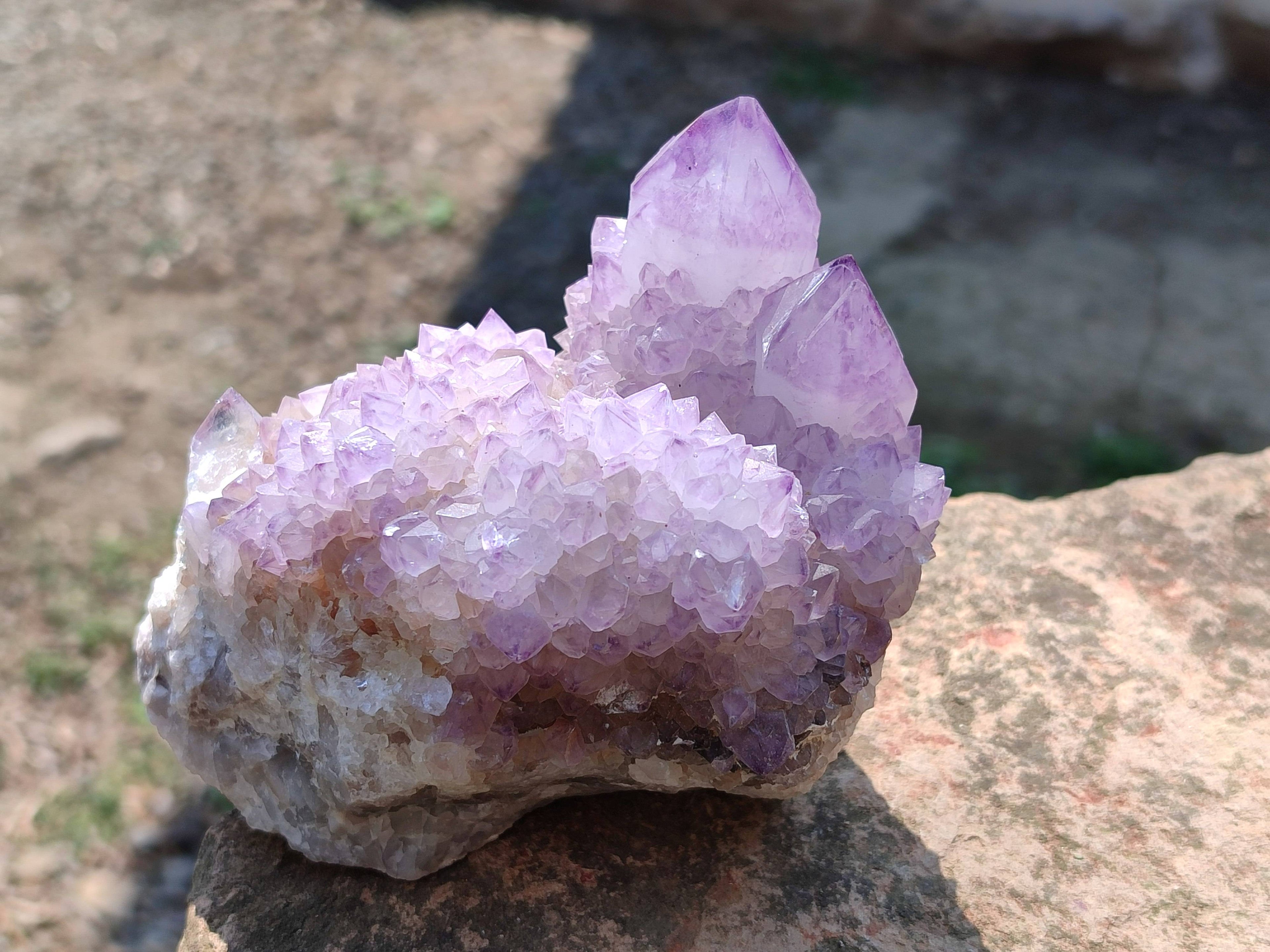 Natural Amethyst Spirit Quartz Clusters x 2 From South Africa - Toprock Gemstones and Minerals 