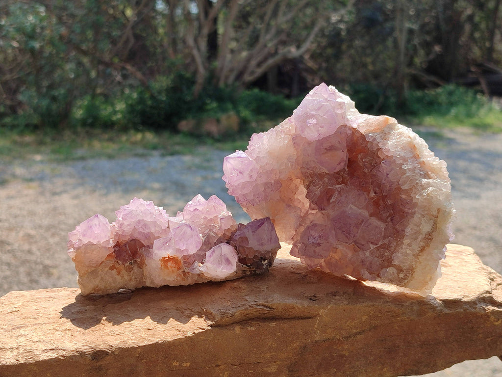 Natural Amethyst Spirit Quartz Clusters x 3 From South Africa - Toprock Gemstones and Minerals 