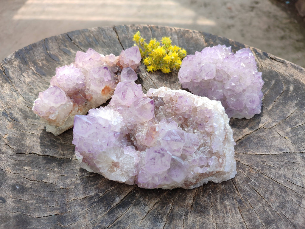 Natural Amethyst Spirit Quartz Clusters x 3 From South Africa - Toprock Gemstones and Minerals 
