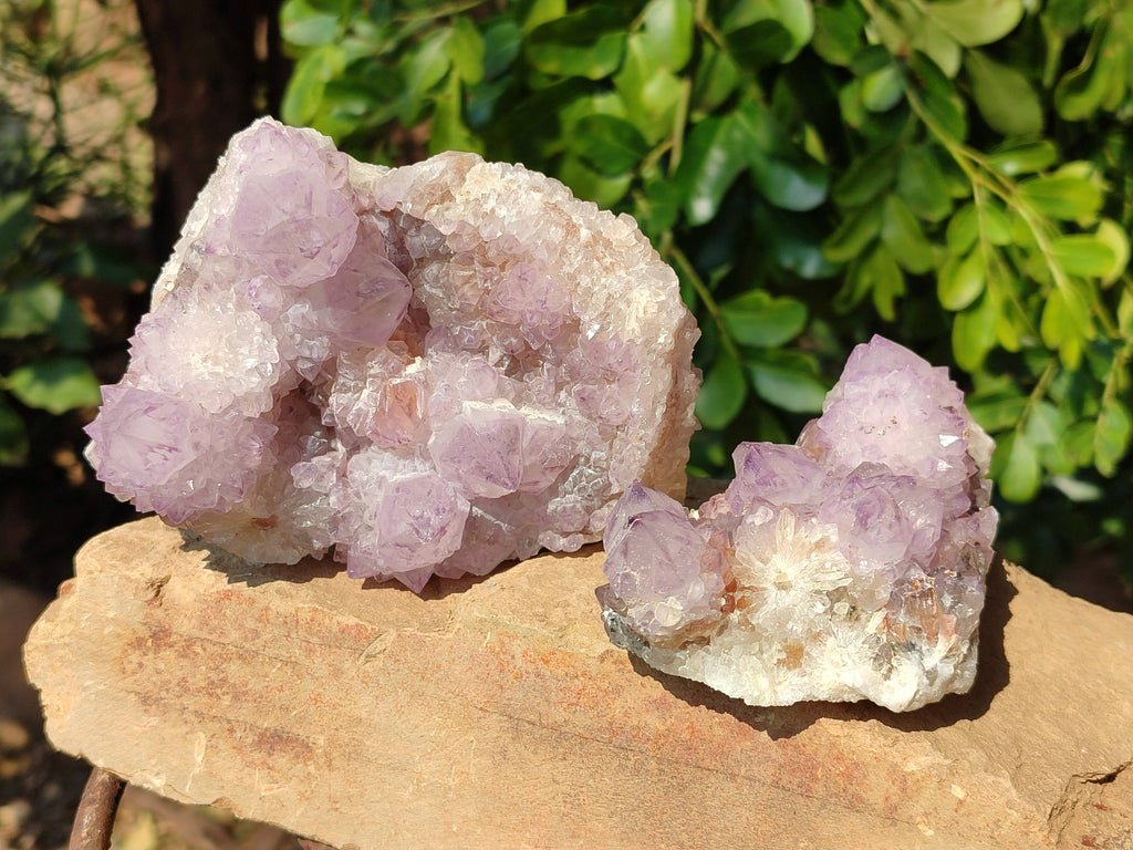 Natural Amethyst Spirit Quartz Clusters x 3 From South Africa - Toprock Gemstones and Minerals 